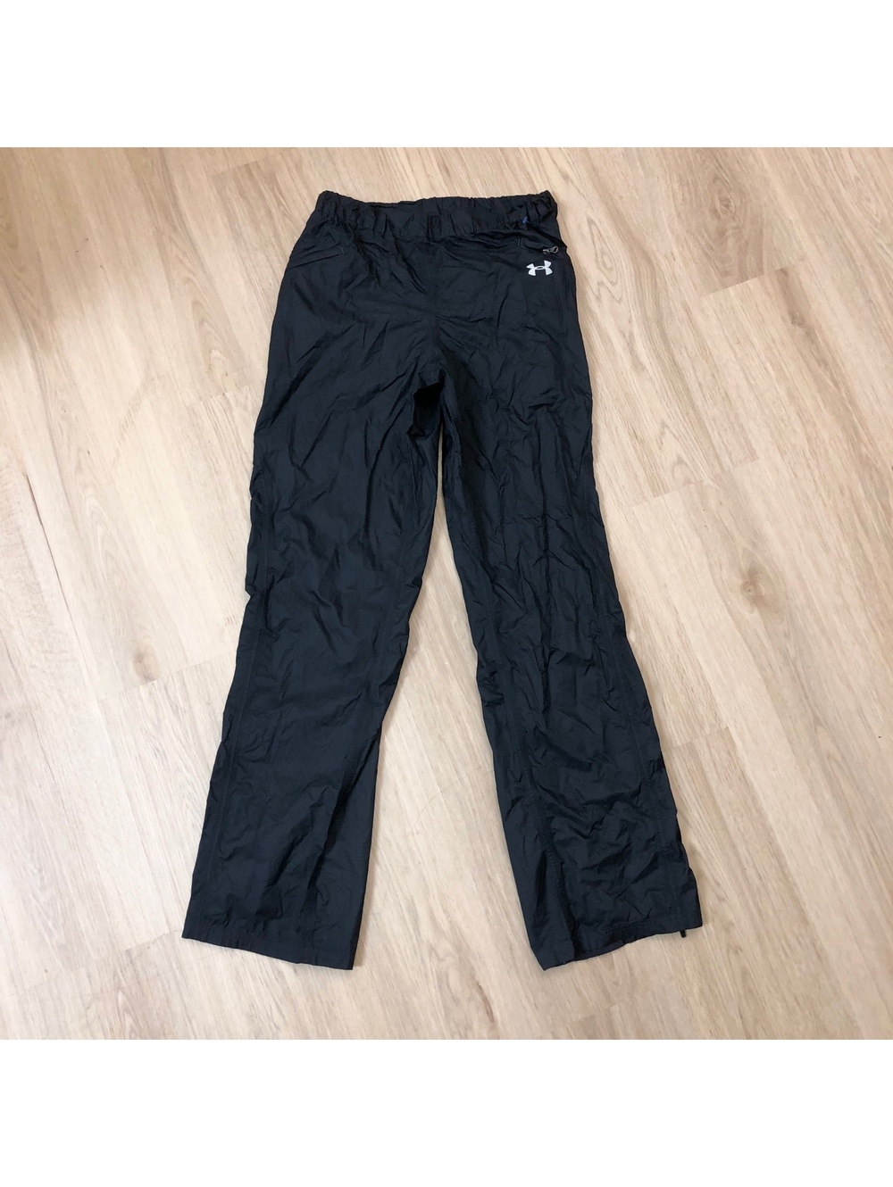 UNDER ARMOUR RUN STORM HEATGEAR WINDBREAKER WATERPROOF PANTS BLACK MENS SMALL